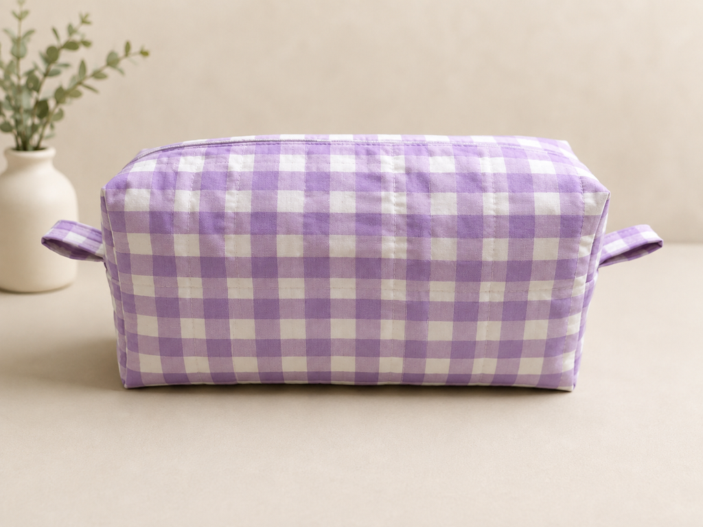 Purple Gingham Boxy Bag