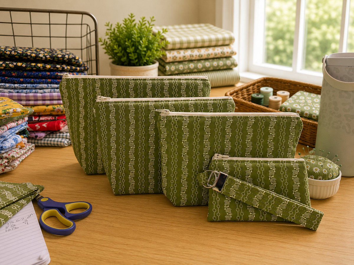 Vintage Green Zip Pouch