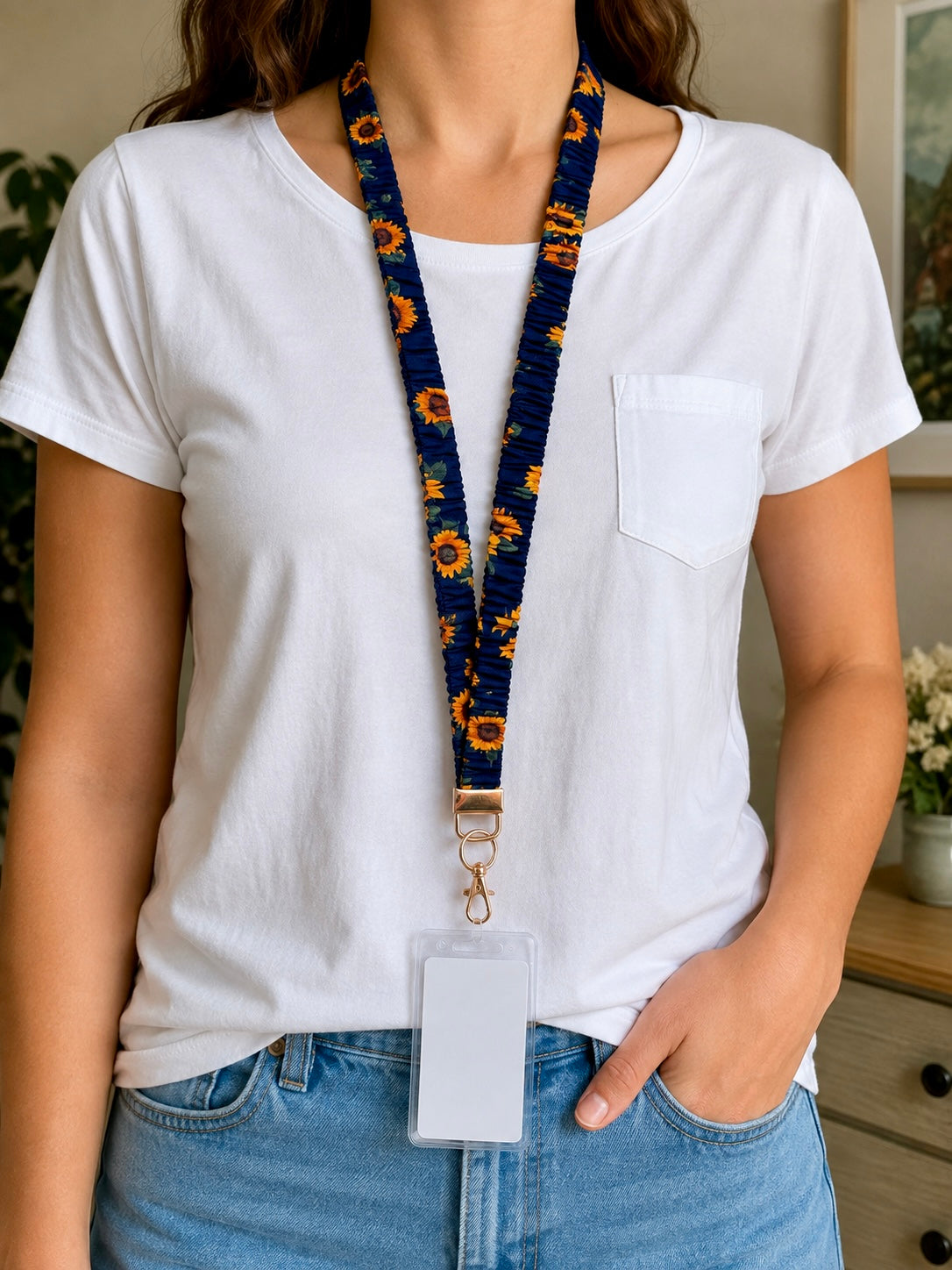 Sunflower Scrunchie Lanyard