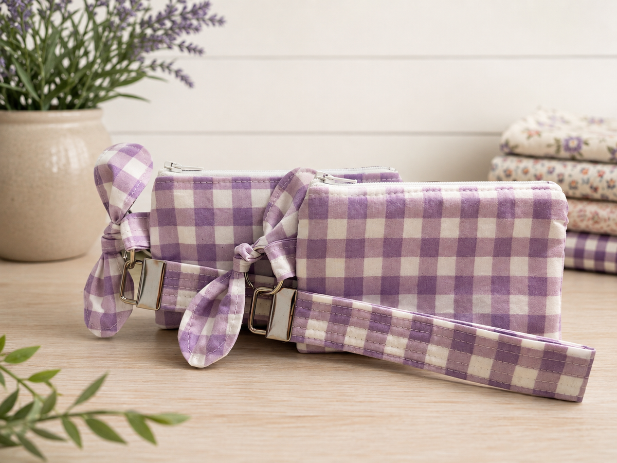 Purple Gingham Mini Pouch