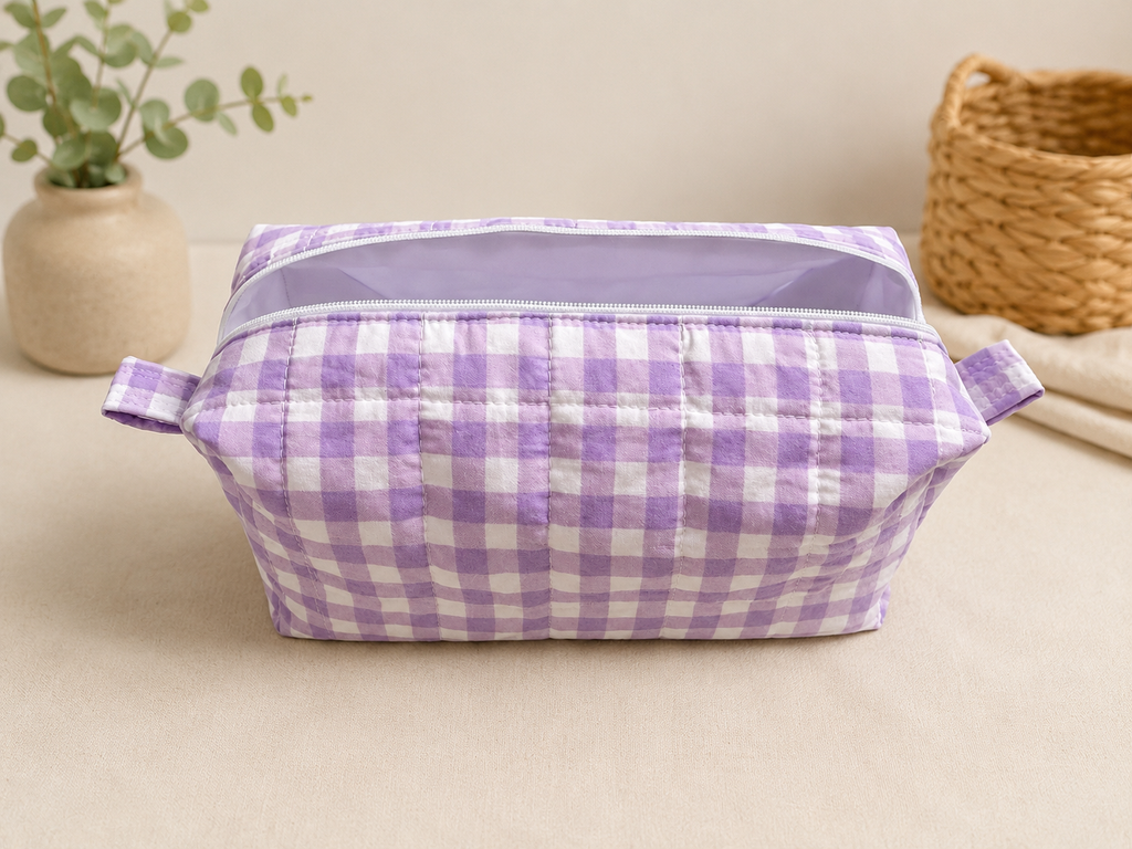 Purple Gingham Boxy Bag