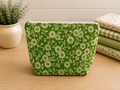 Green and White Flower Zip Pouch
